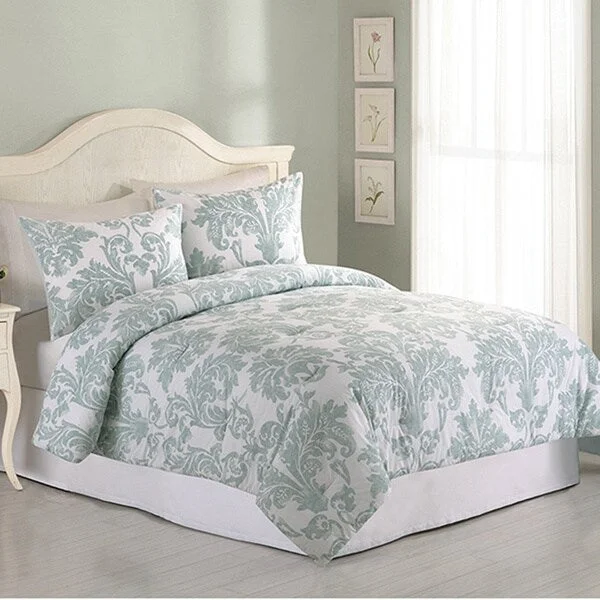 Duck down comforters with a softer feel and good warmth retentionPeking Handicraft Eliza Blue 3 Piece Comforter Set