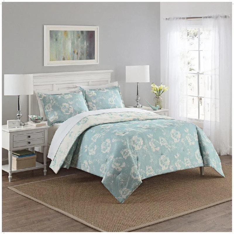 Latex - filled comforters with a bouncy texture and good supportMarble Hill Bonita Reversible 100% cotton 3-Piece Comforter Set