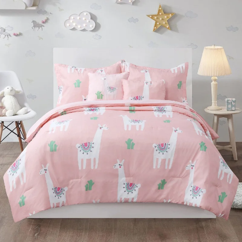 Synthetic - filled comforters like polyester for affordability and hypoallergenic propertiesCool Llama 5-piece Comforter Set