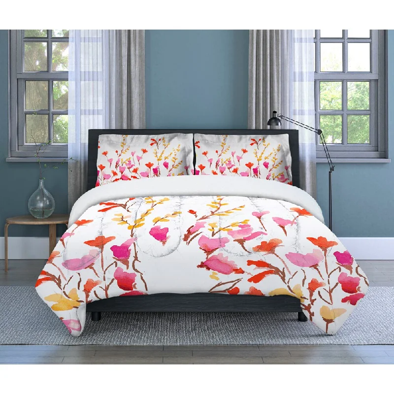 Bamboo - fiber - filled comforters with antibacterial and breathable qualitiesLovely Flowers Floral, Microfiber, Orange/ Multi, 3-piece Comforter Set Inspired Surroundings by 1888 Mills