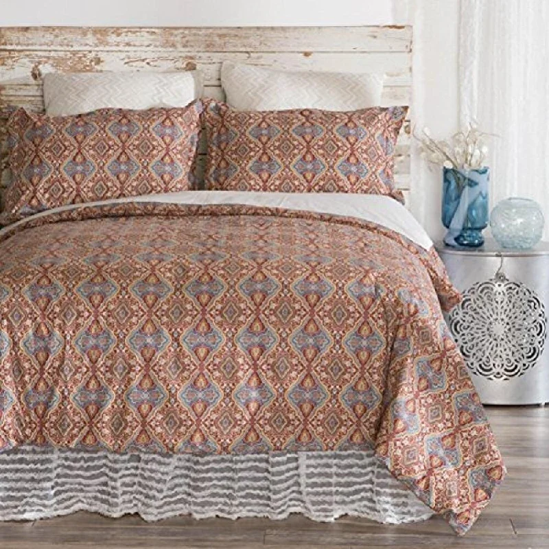 Synthetic - filled comforters like polyester for affordability and hypoallergenic propertiesPorch & Den Clementine Full/ Queen-size Cotton Reversible 3-piece Comforter Set