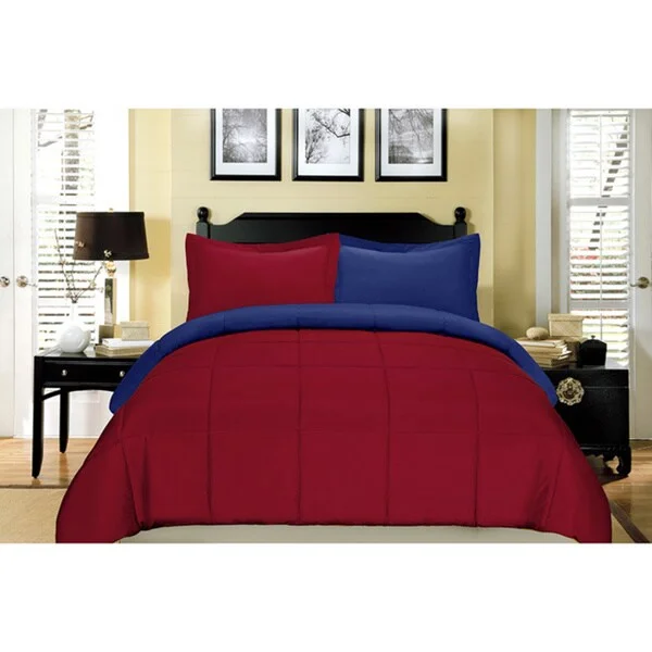 Queen - size comforters for standard queen - sized mattressesReversible Microfiber Down Alternative 3-piece Comforter Set