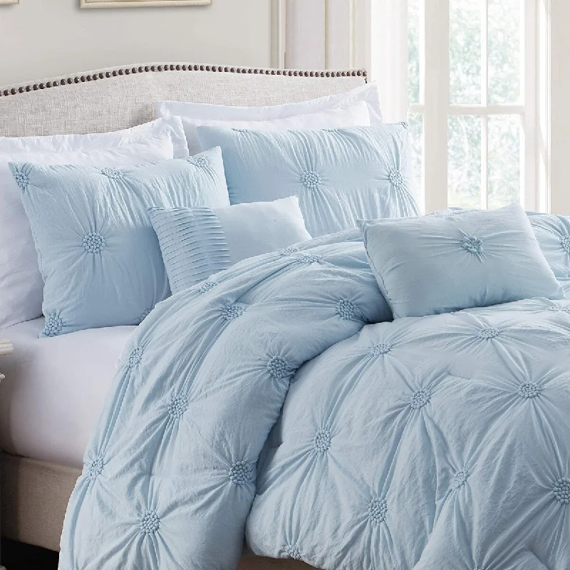 Silk - filled comforters for a luxurious and smooth touchPremium Bedding Set Collection 3-Piece Comforter Set - Baby Blue, King/ Cal King