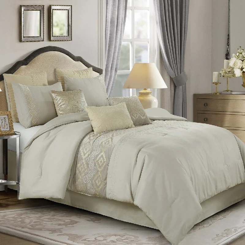 Microfiber - filled comforters that are lightweight and easy to care forJarina Luxury 9 Piece Comforter set