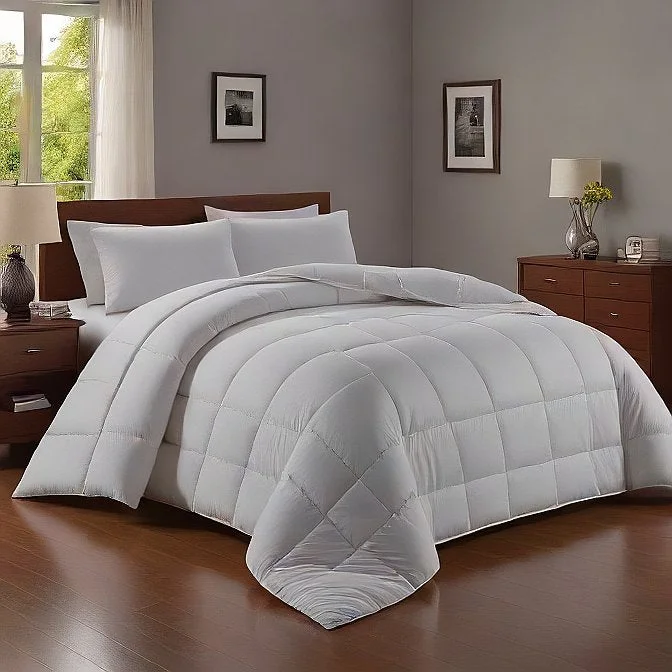 Down - filled comforters for supreme warmth and lightnessQueen Comforter 200 GSM White - Soft, Plush, All-Season Bedding, Hypoallergenic