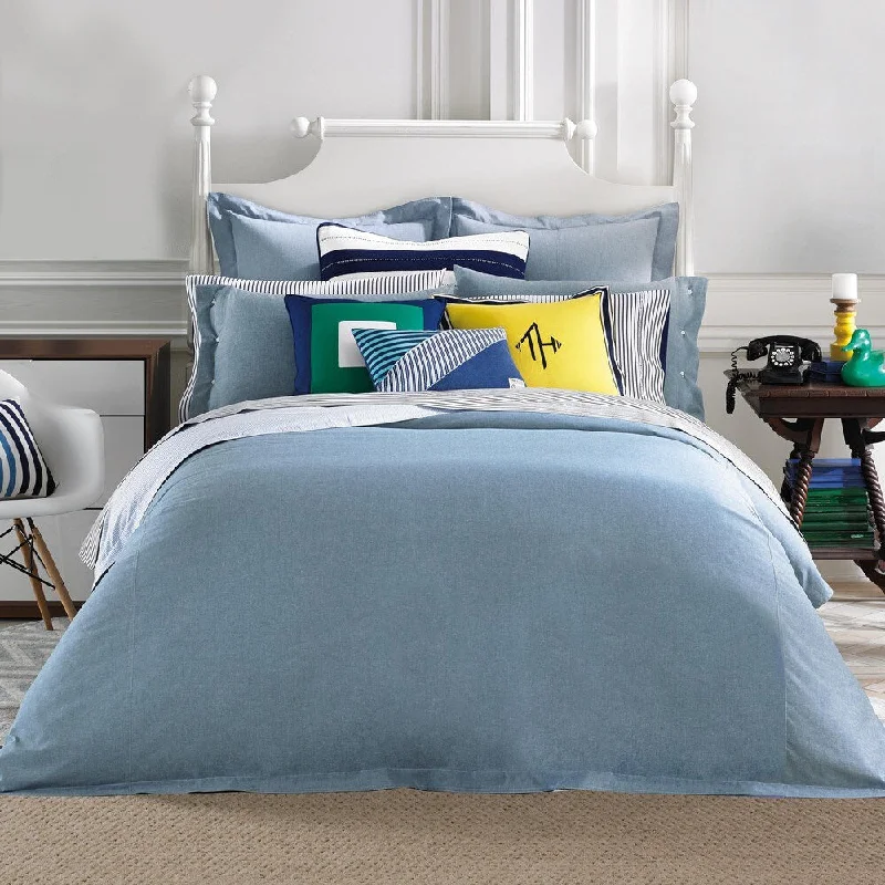 Microfiber - filled comforters that are lightweight and easy to care forTommy Hilfiger Modern Sands Chambray Comforter