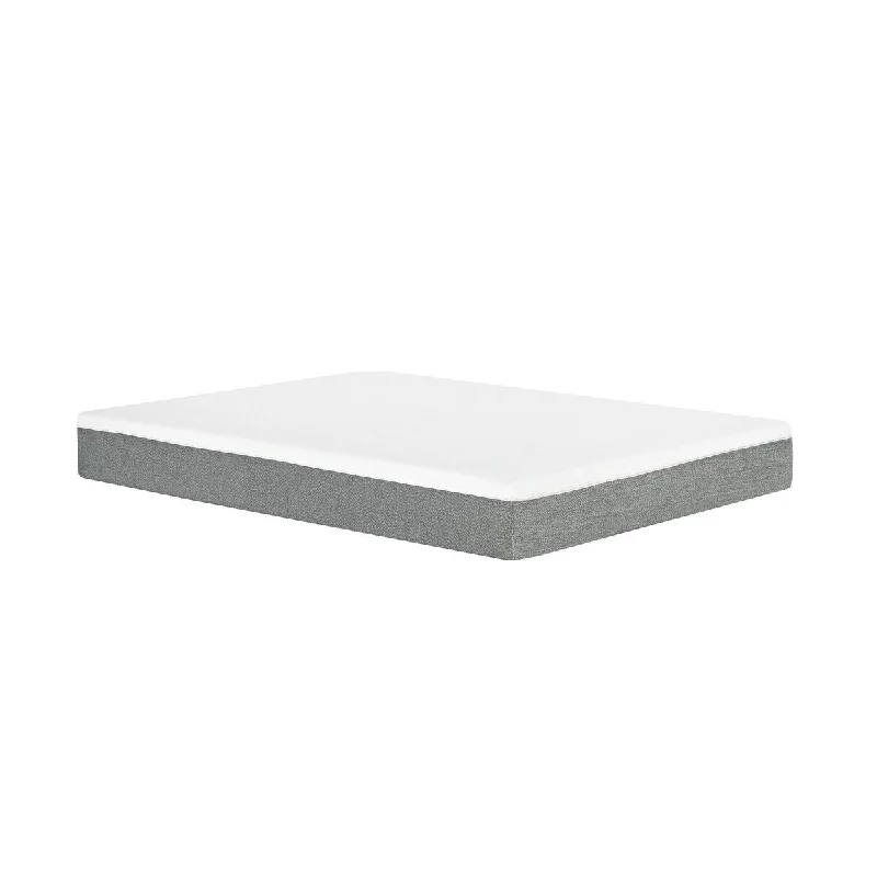 Fixi 10 Inch Plush Queen Mattress, Gel Memory Foam, Polyester, White, Gray