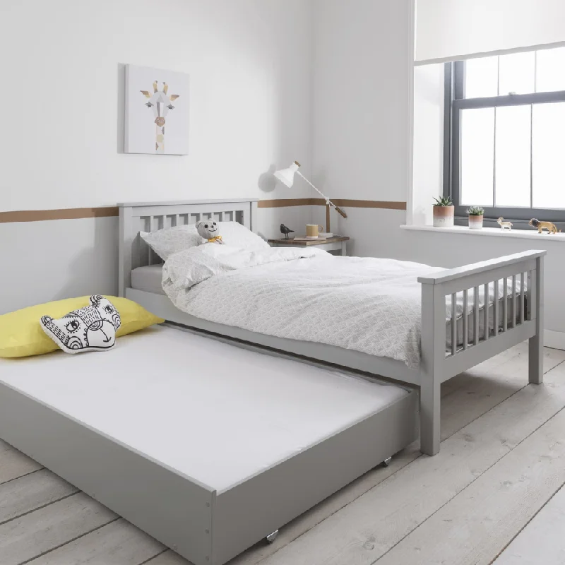 Natural latex and organic cotton blend mattressesHampshire Single Bed Frame with Olaf Trundle in Silk Grey